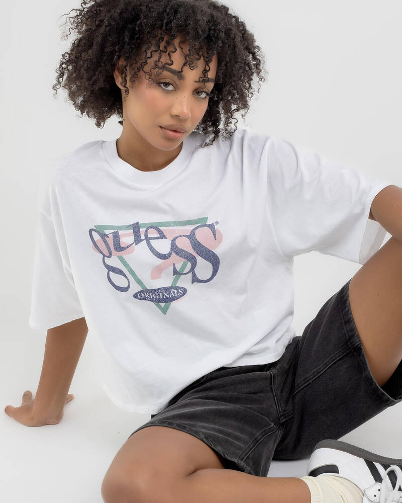GUESS Vintage Triangle Boxy T-Shirt for Womens