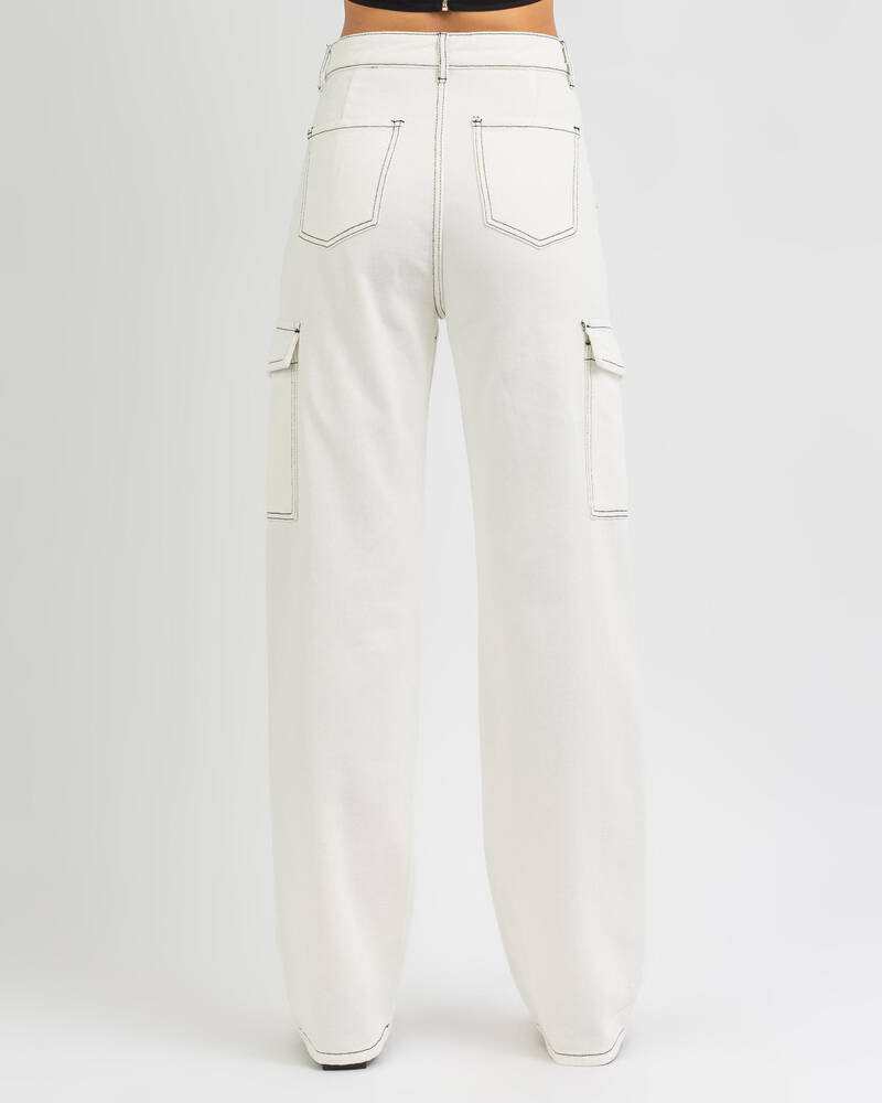 MRKT. Indy Cargo Jeans In Off White - Fast Shipping & Easy Returns ...