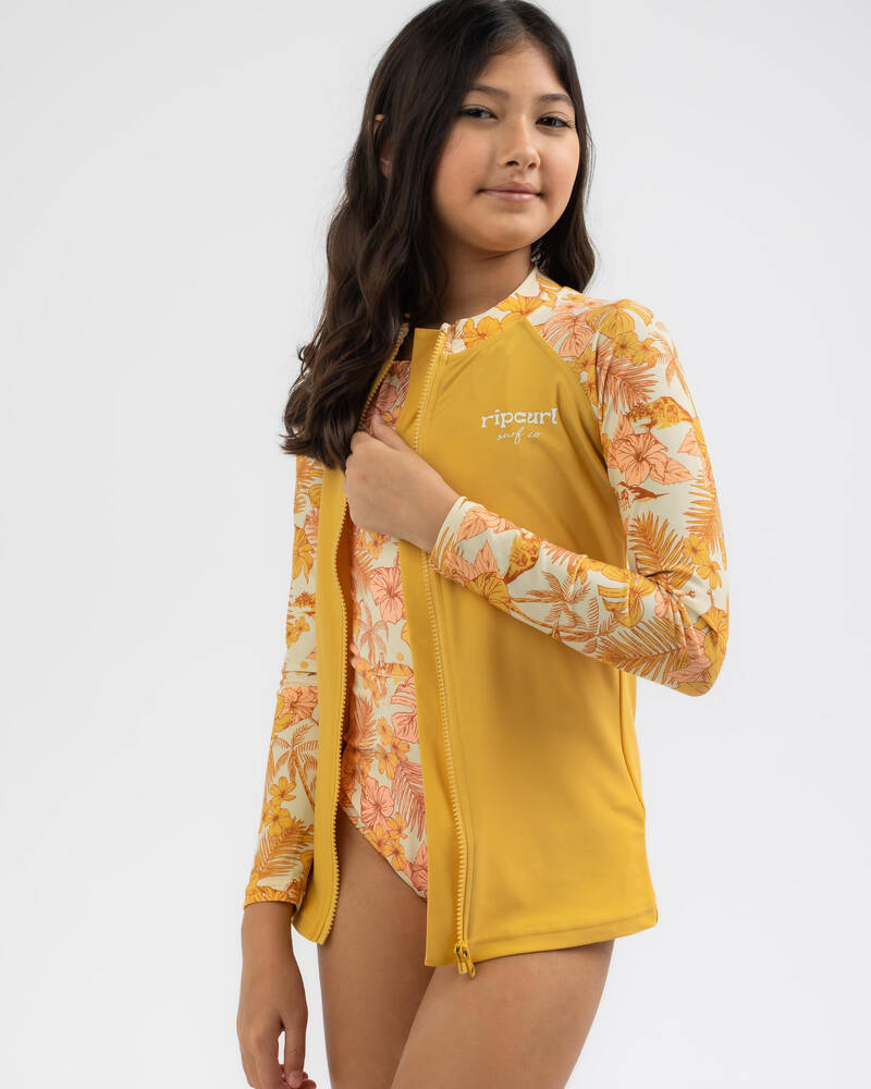 Rip Curl Girls' Cosmic Paradise Zip Long Sleeve Rash Vest for Womens