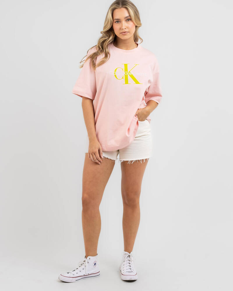 Calvin Klein Iconic Monologo T-Shirt In Pink Blush - FREE