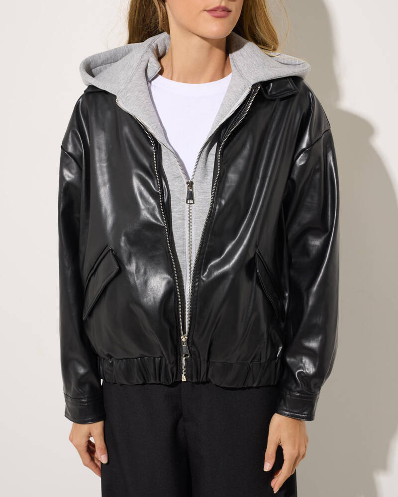 Ava And Ever Bronx Faux Leather Bomber Jacket for Womens