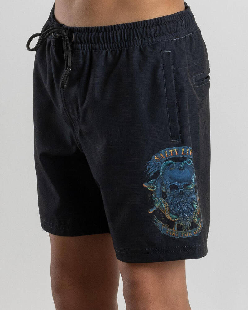 Salty Life Boys' Sea Devil Elastic Waist Shorts for Mens