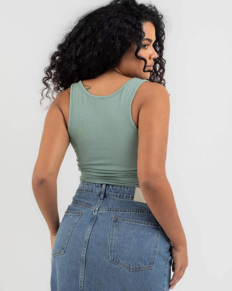 Mooloola Basic Scoop Neck Rib Tank Top for Womens