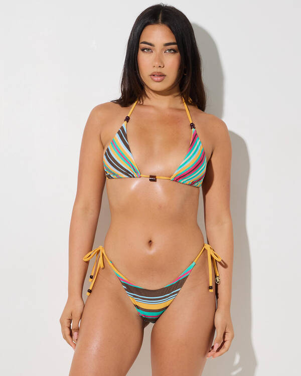 Rusty Barabara Stripeson Midi Tie Side Bikini Bottom for Womens