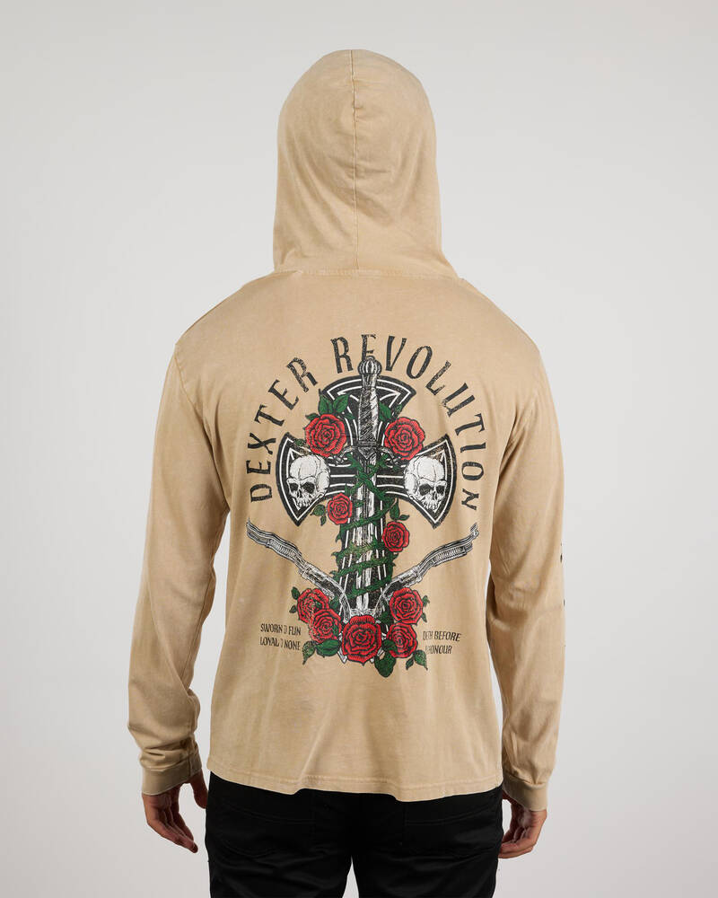 Dexter Wreathed Cross Hooded Long Sleeve T-Shirt for Mens