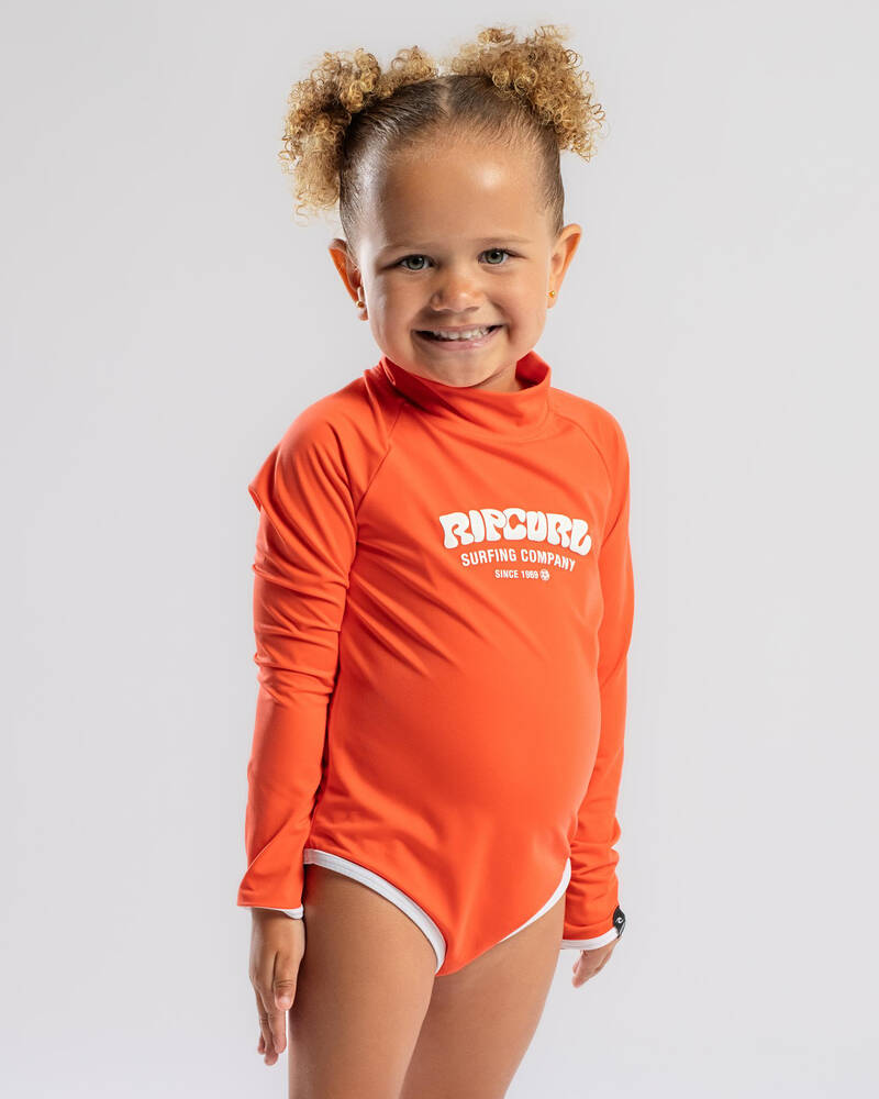 Shop Rip Curl Toddlers' Surf Puff Long Sleeve Surfsuit In Hot Coral