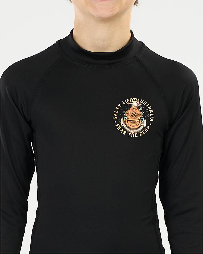 Salty Life Boys' Fear The Deep Long Sleeve Rash Vest for Mens
