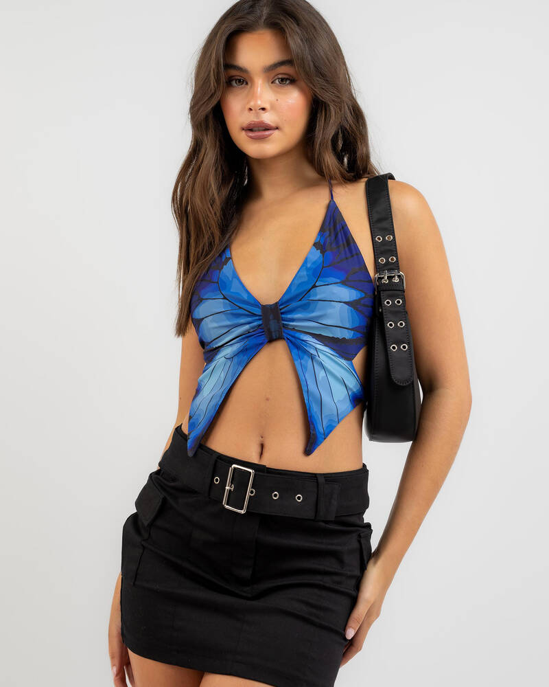 Ava And Ever Butterfly Halter Top for Womens