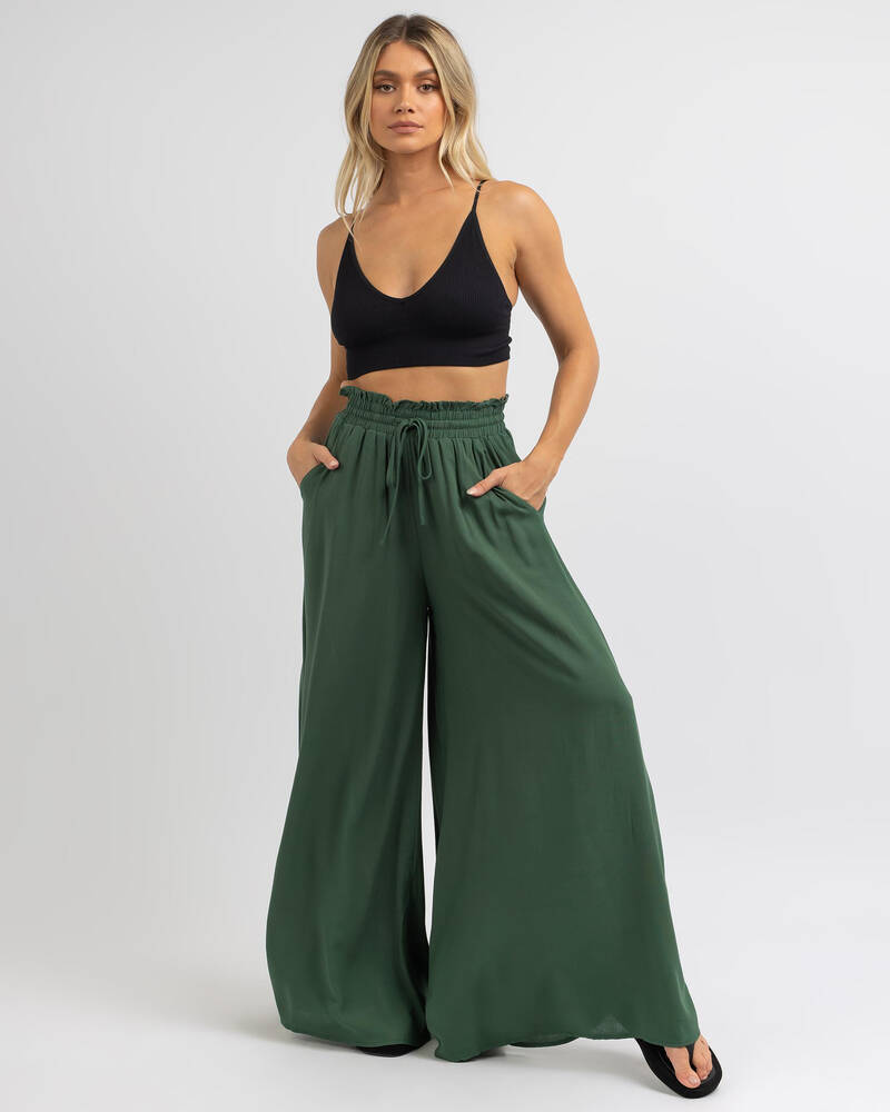 Shop Iris Maxi Devan Beach Pants In Green Fast Shipping & Easy