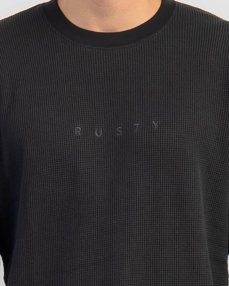 Rusty Short Cut Waffle Long Sleeve T-Shirt for Mens