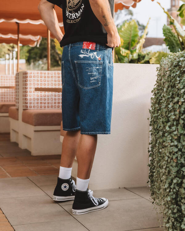 Impaired Baggy Denim Shorts