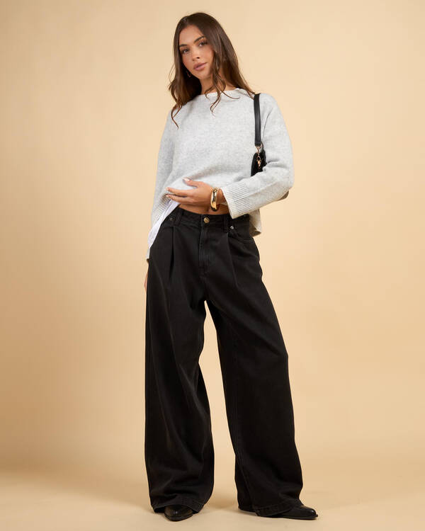 DESU Demi Pleated  Wide Leg Jeans for Womens