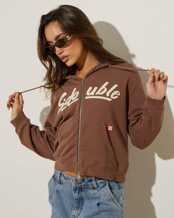 S-Double Swish Terry Zip Hoodie for Womens