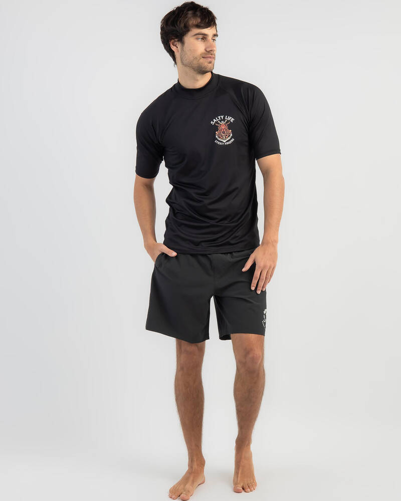 Salty Life Sticky Fingers Short Sleeve Rash Vest for Mens