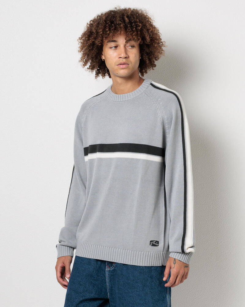Rusty White Lines 2.0 Knitted Crew Jumper for Mens