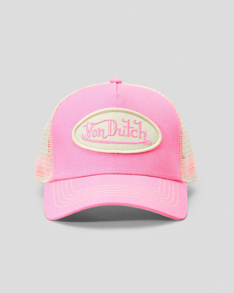 Von Dutch Pink Khaki Cream Trucker Cap for Mens