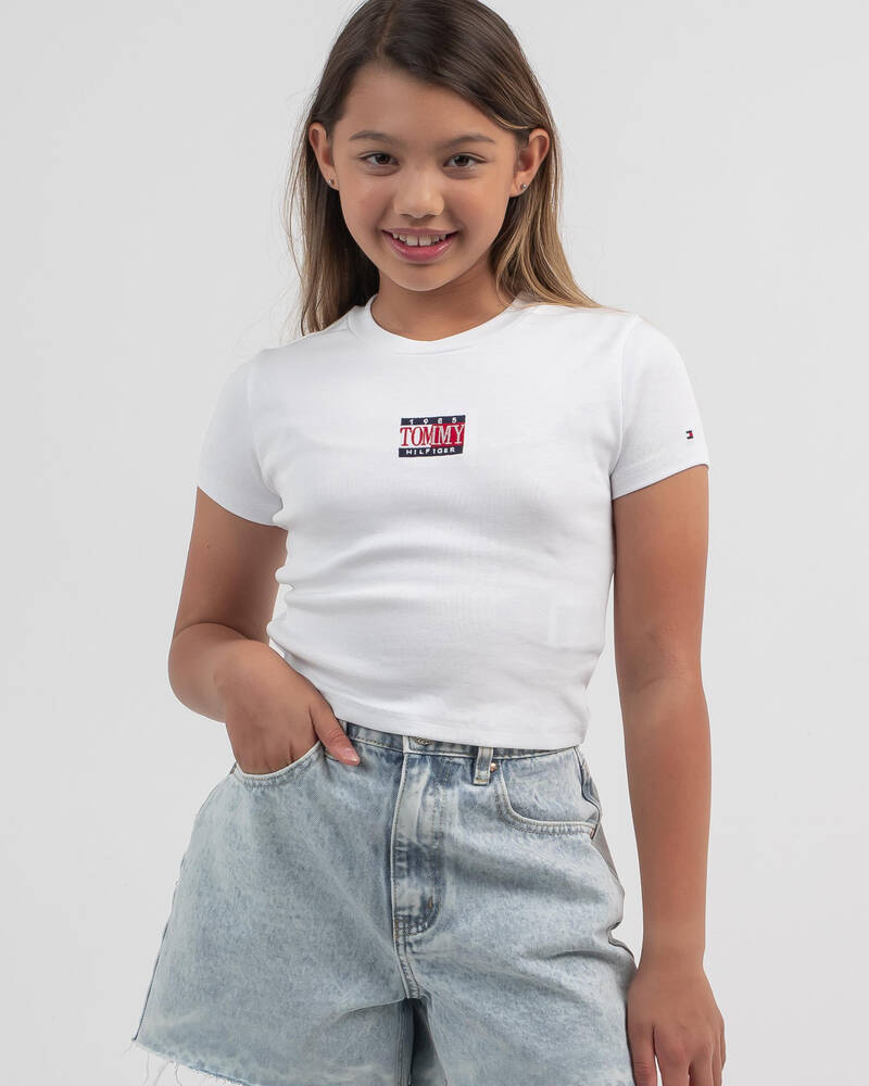 Tommy Hilfiger Girls' Timeless Tommy Cropped T-Shirt for Womens