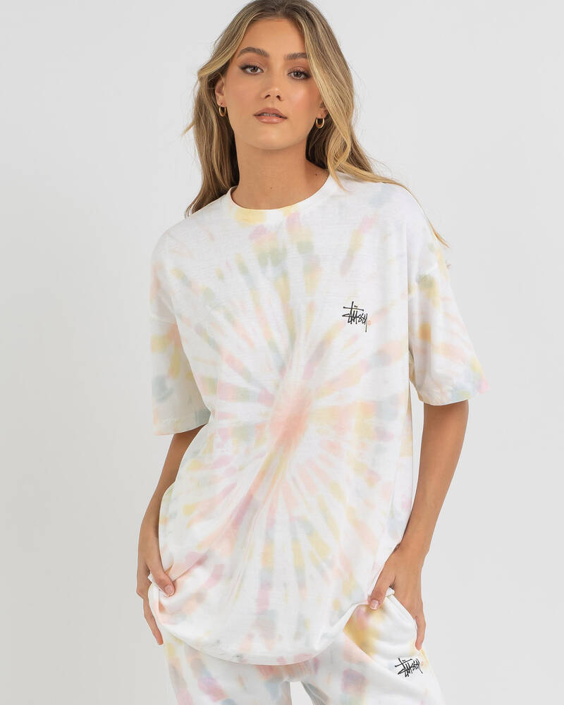 Stussy Tie Dye Graffiti Relaxed T-Shirt for Womens