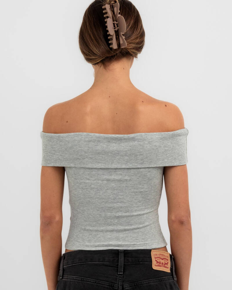Mooloola Basic Fine Rib Off Shoulder Top for Womens