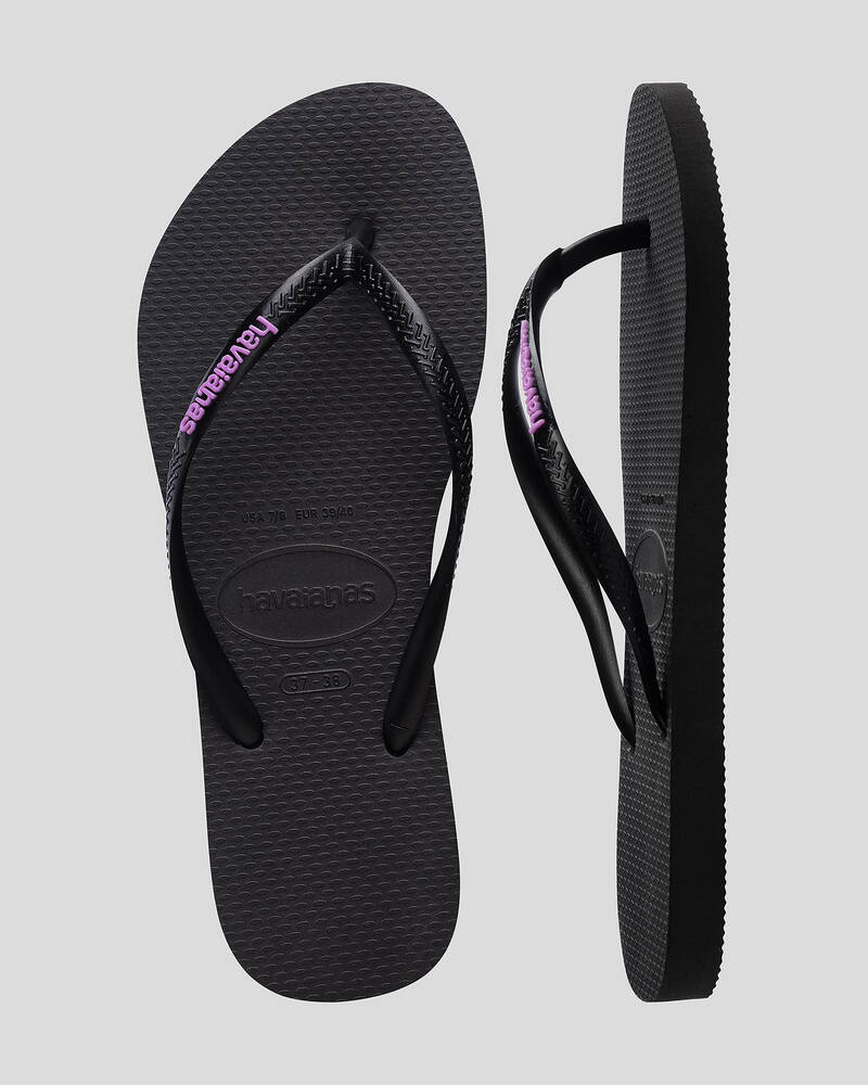 Havaianas Slim Rubber Logo Thongs for Womens