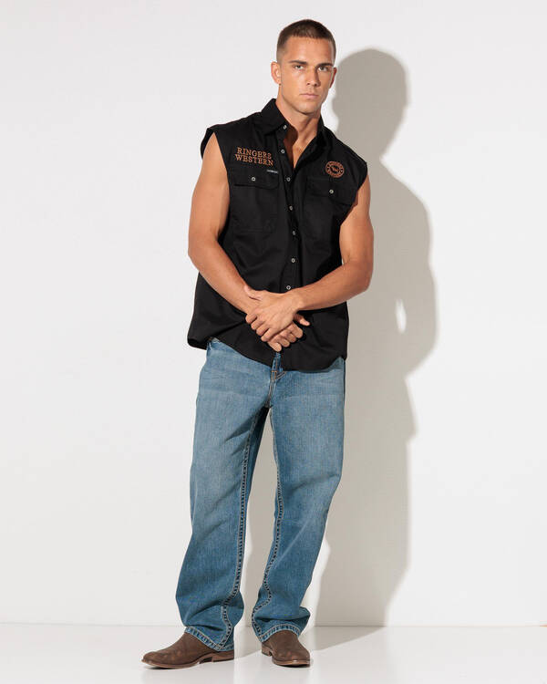 Ringers Western Ringers Racing Sleeveless Work Shirt for Mens