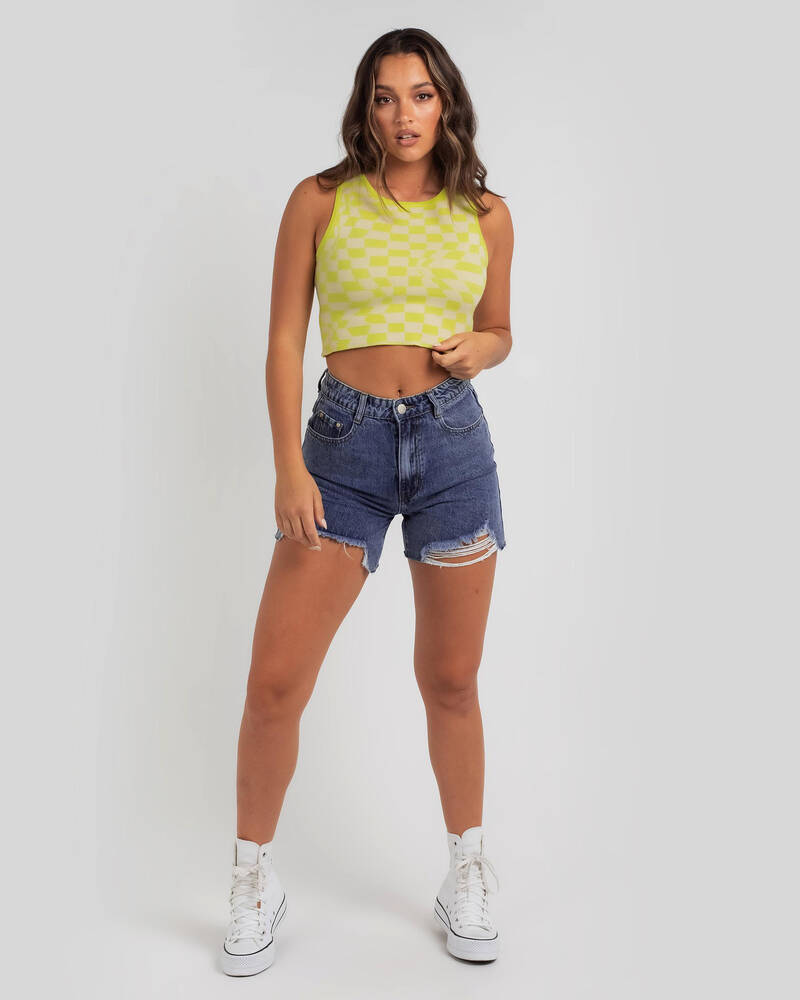 Pink Diamond Cyber Check Knit Top for Womens