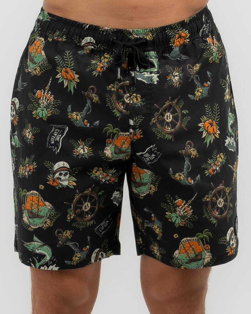 The Mad Hueys Shipwrecked Captain Volley Shorts for Mens