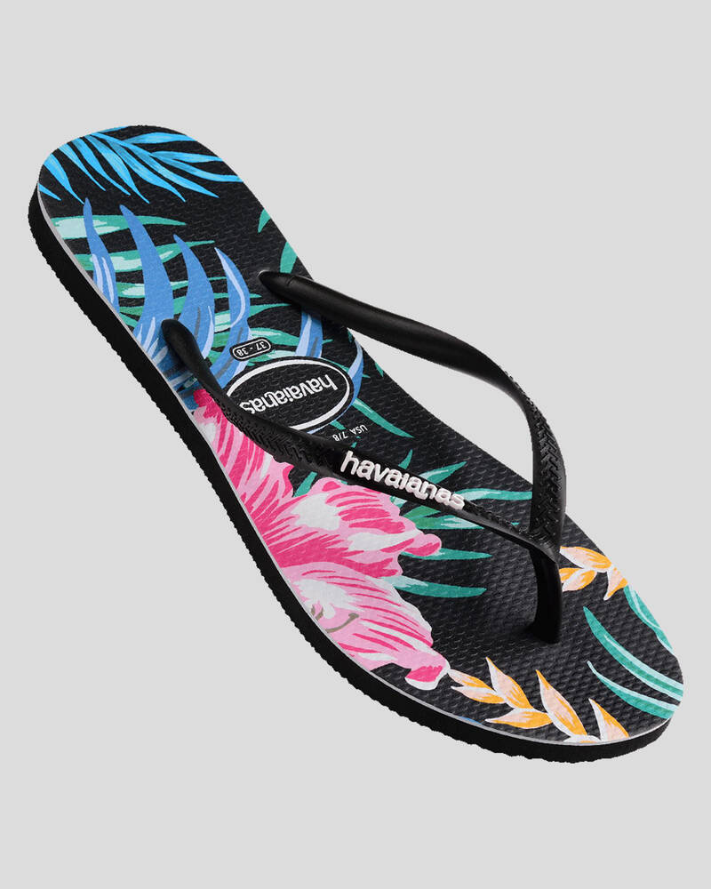 Havaianas Slim Print Floral Palm Thongs for Womens