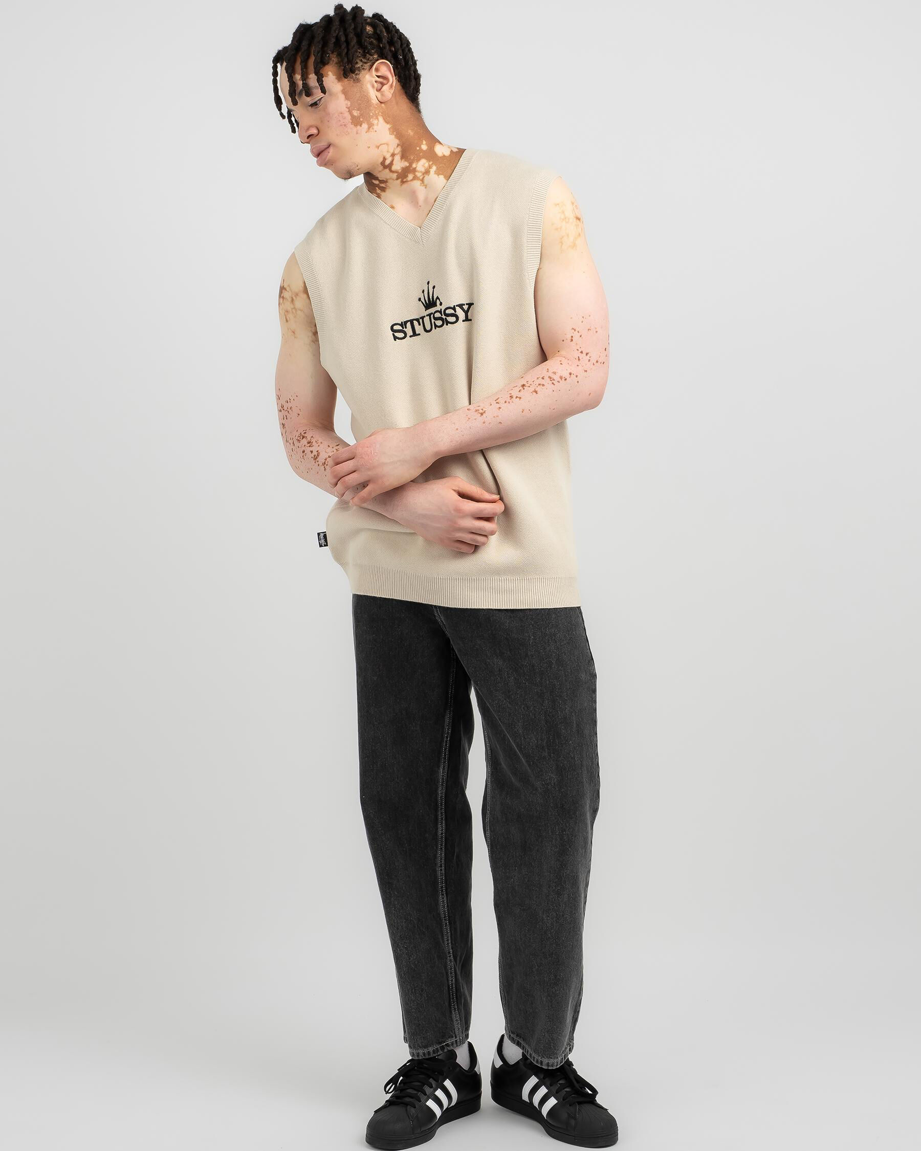 Shop Stussy Glamour Knit Vest In Cream - Fast Shipping & Easy