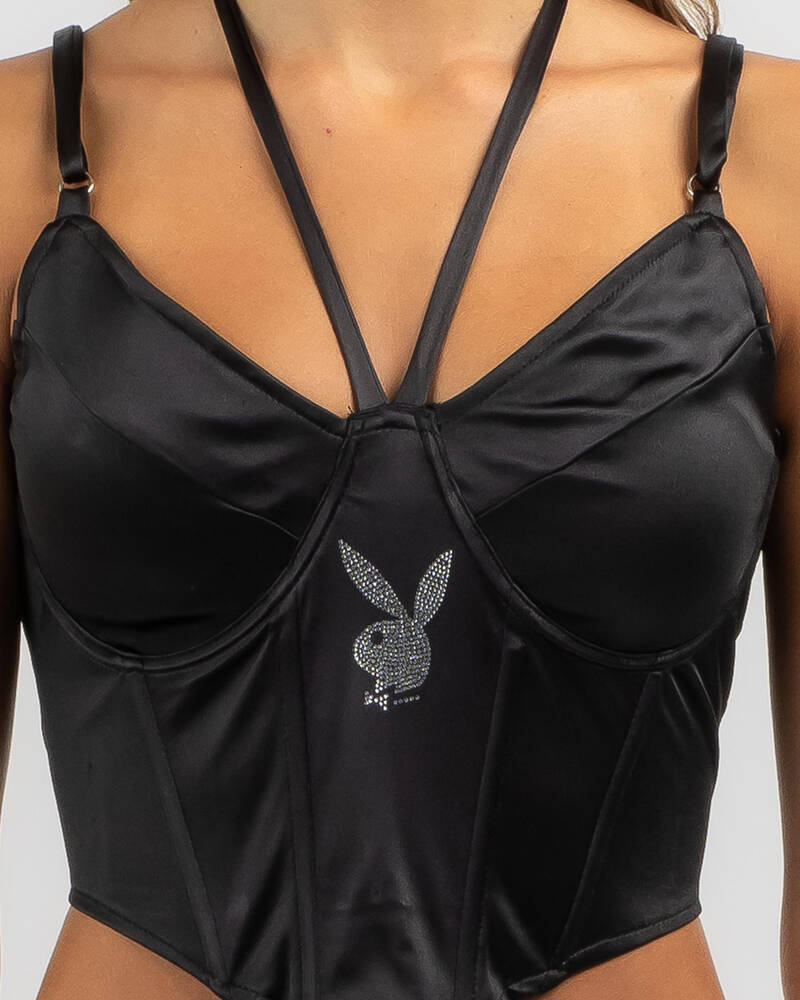 Playboy Playboy Monochrome Corset Top for Womens