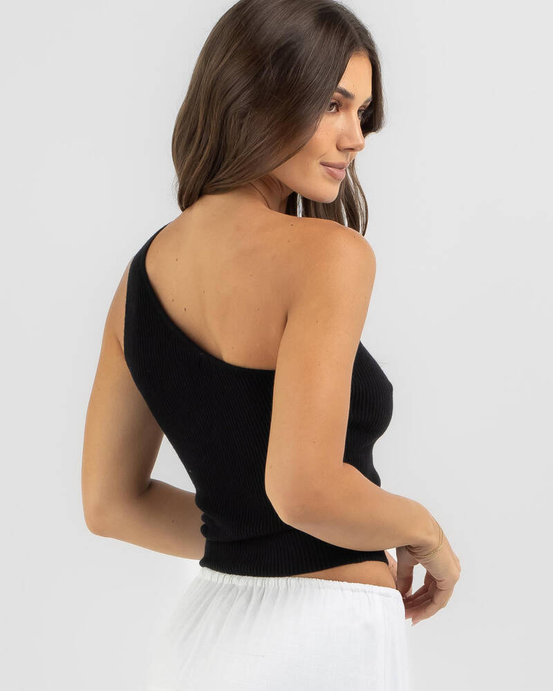 Mooloola Basic One Shoulder Knit Top for Womens