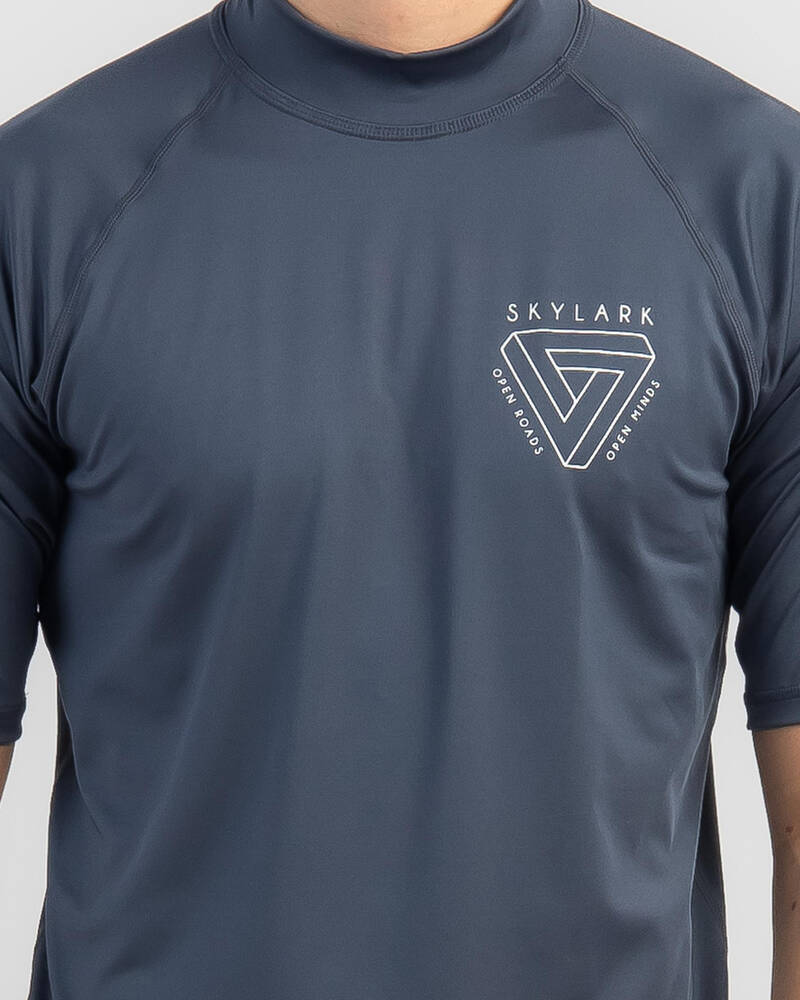 Skylark Fracture Short Sleeve Rash Vest In Charcoal Fast Shipping