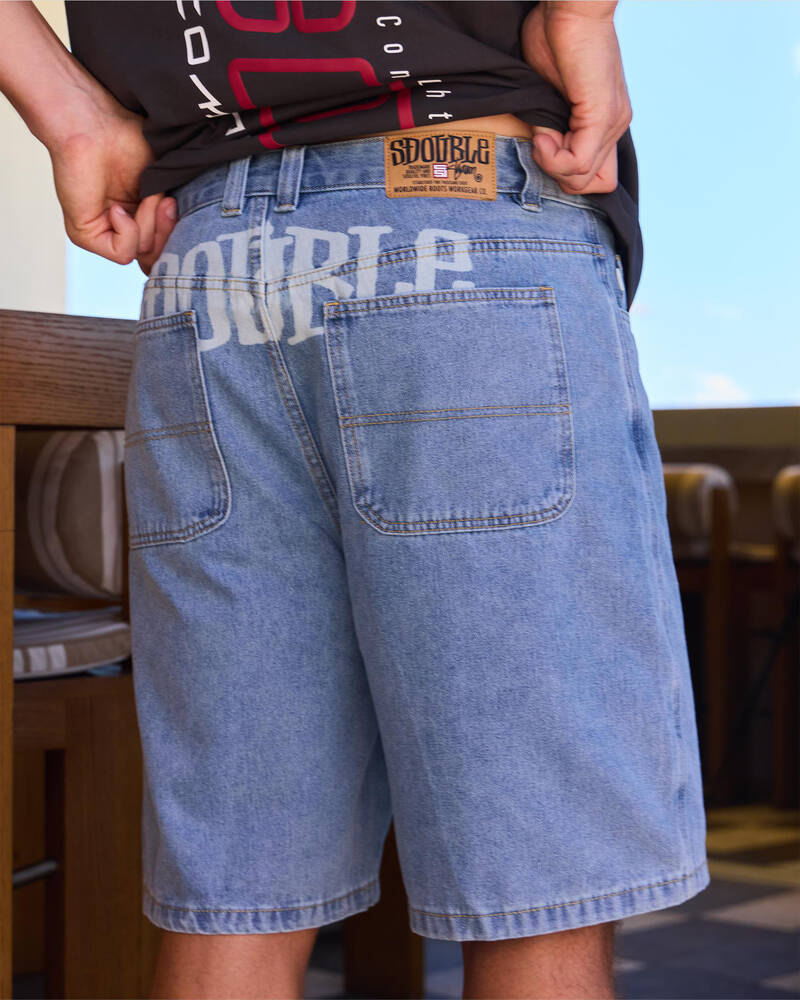 S-Double Print Denim Standard Shorts for Mens