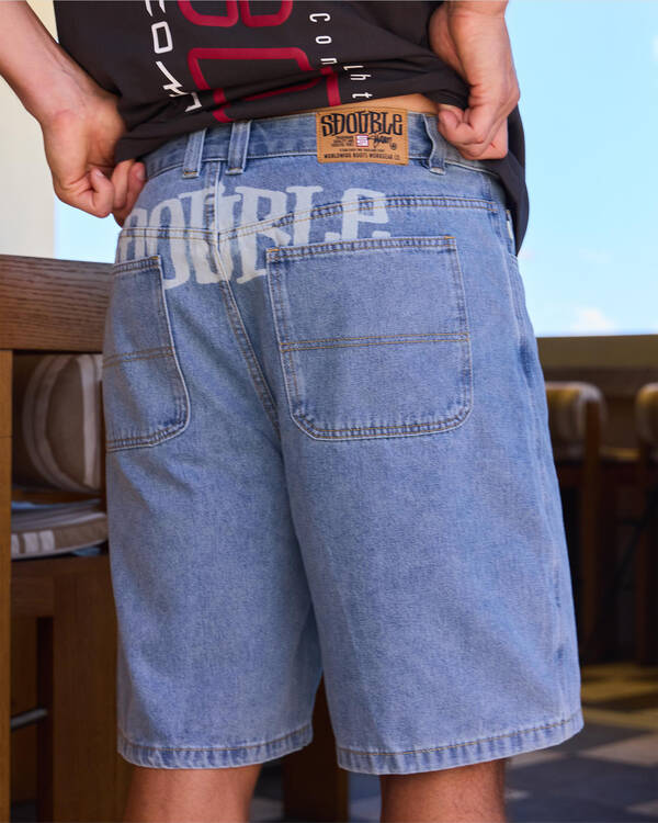 Print Denim Standard Shorts