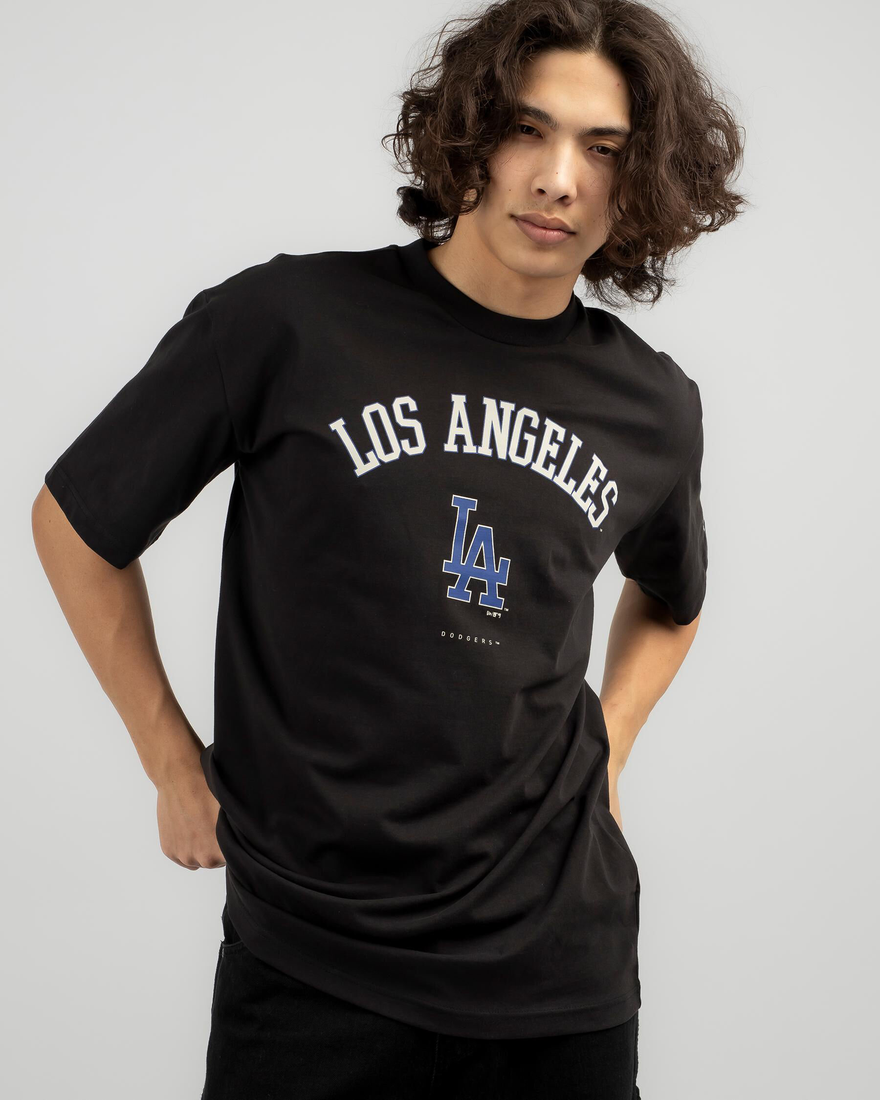 New Era Oversize Los Angeles Dodgers T-Shirt In Black/stone/royal