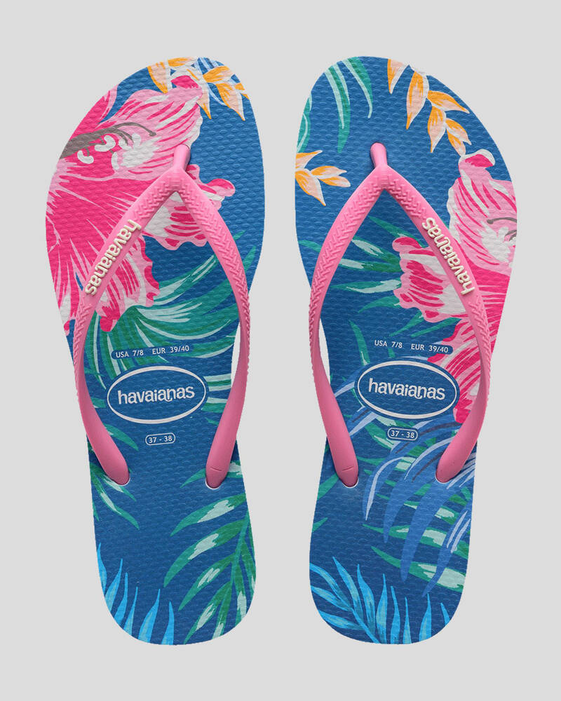 Havaianas Slim Print Floral Palm Thongs for Womens
