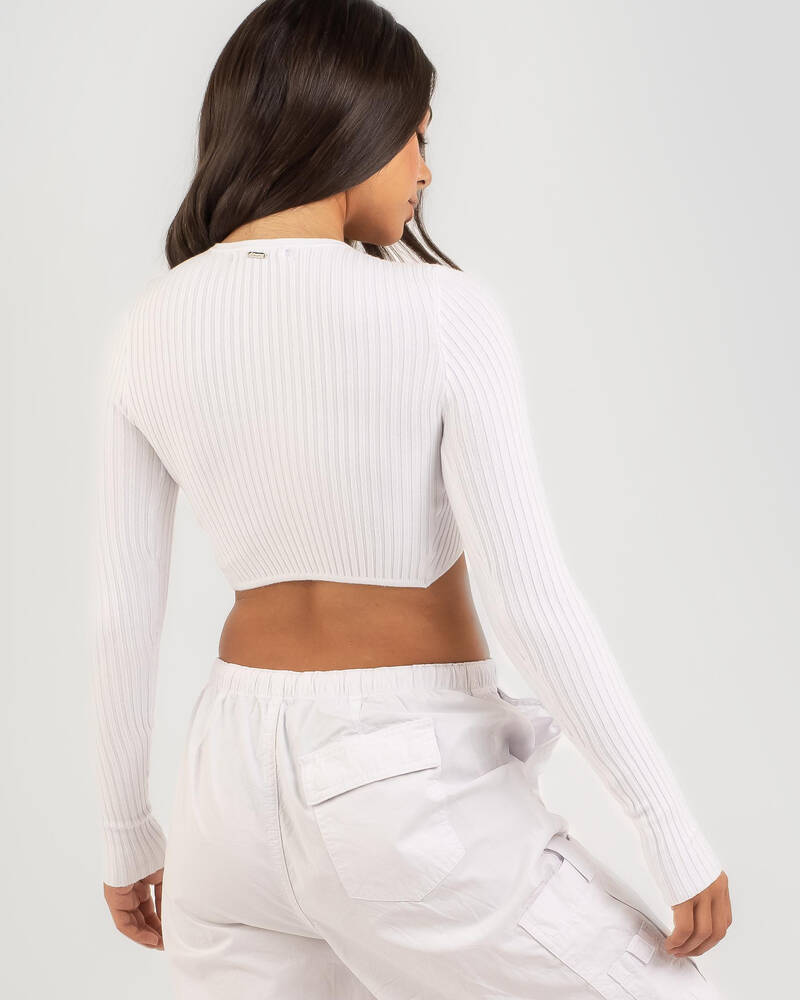 Ava And Ever Hank Long Sleeve Crop Knit Top for Womens