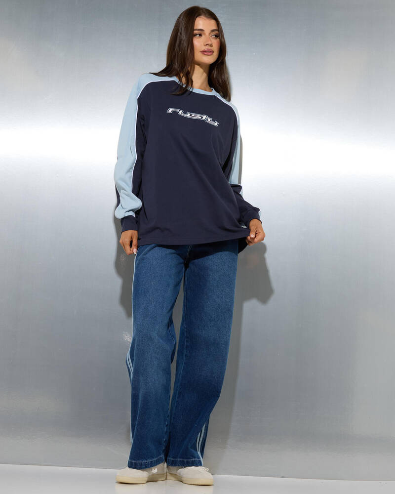 Rusty Fine Line Contrast Long Sleeve T-Shirt for Womens