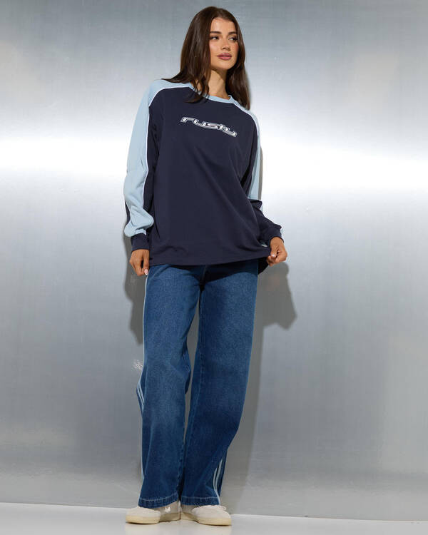 Rusty Fine Line Contrast Long Sleeve T-Shirt for Womens