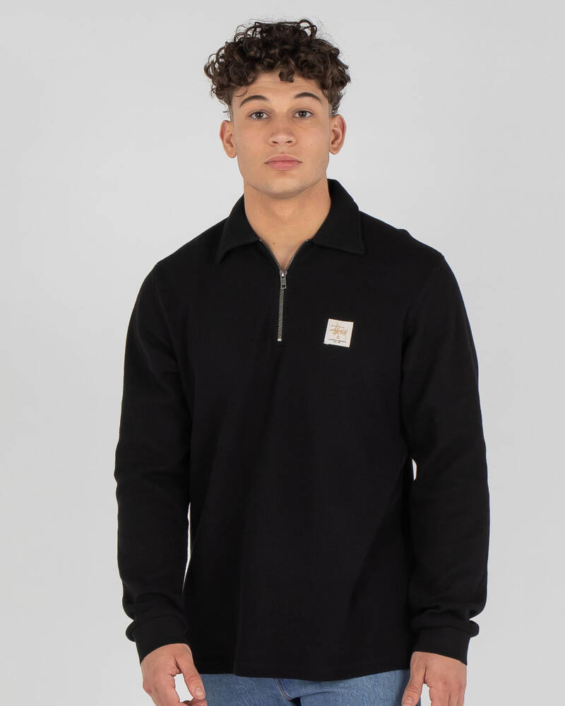 Stussy Workwear Waffle 1/4 Zip Polo Shirt for Mens