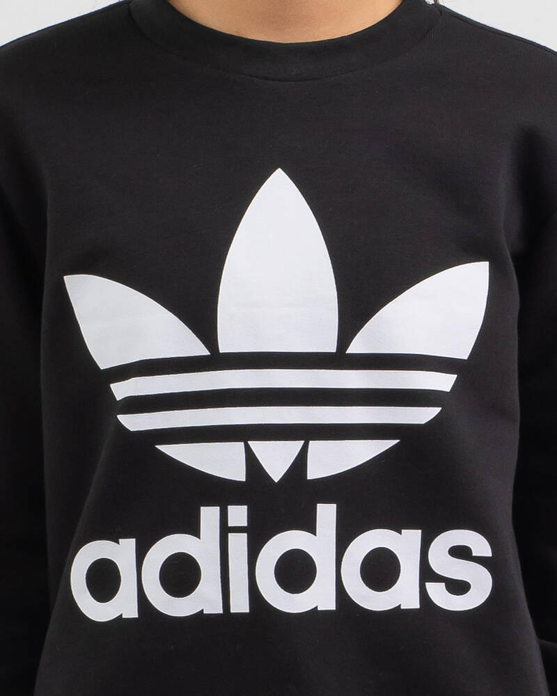 adidas Girls' Adicolor Trefoil Crew Sweatshirt for Womens