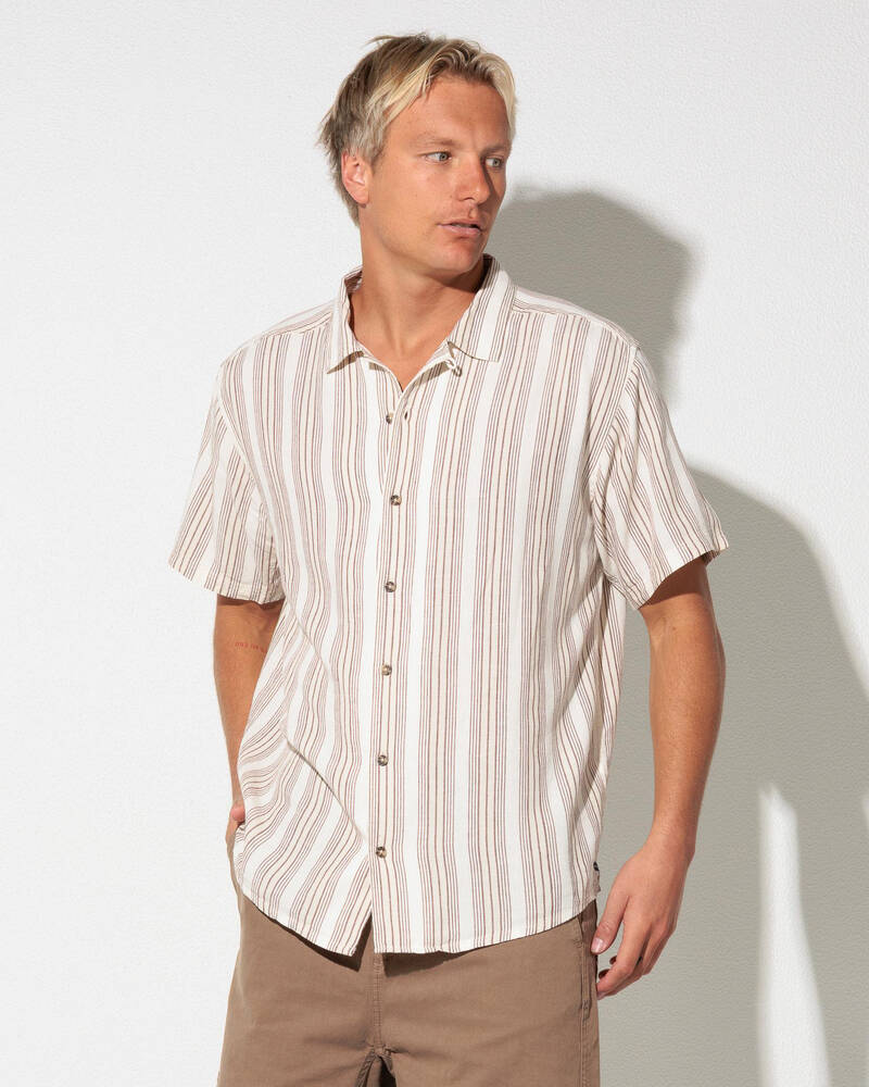 RVCA Beat Stripe Short Sleeve Shirt for Mens