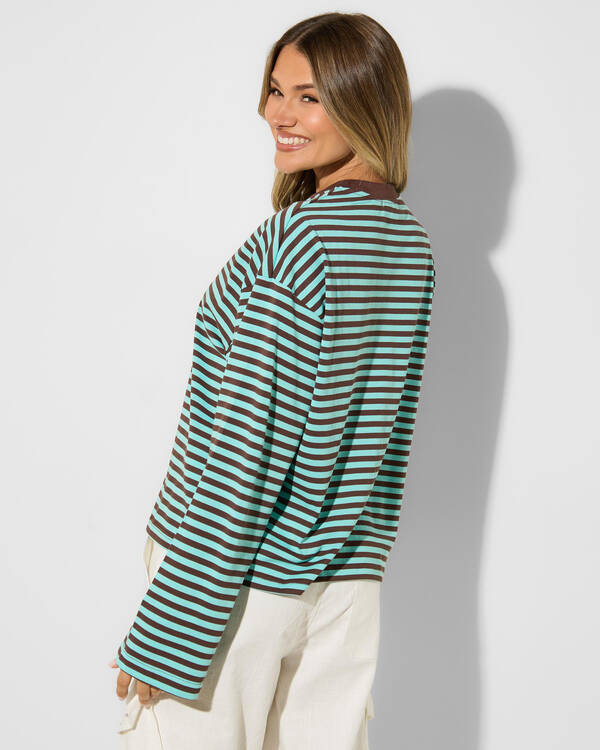 Mooloola Janet Striped Long Sleeve Top for Womens