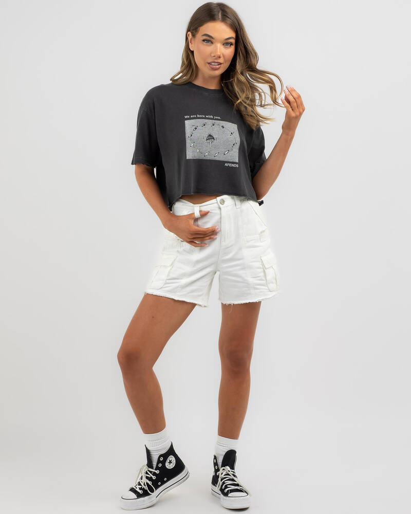 Afends Connection Cropped Hemp Oversized T-Shirt for Womens