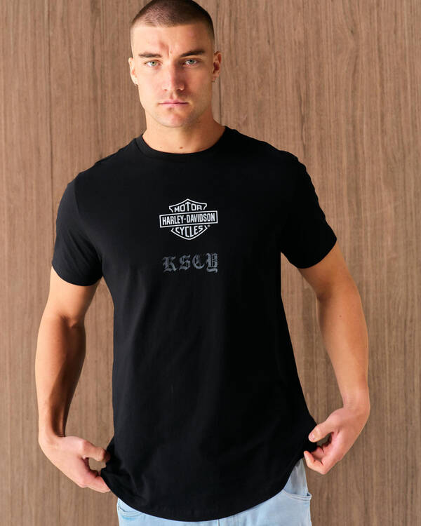 Kiss Chacey Harley-Davidson Carve Duel Curved T-Shirt for Mens