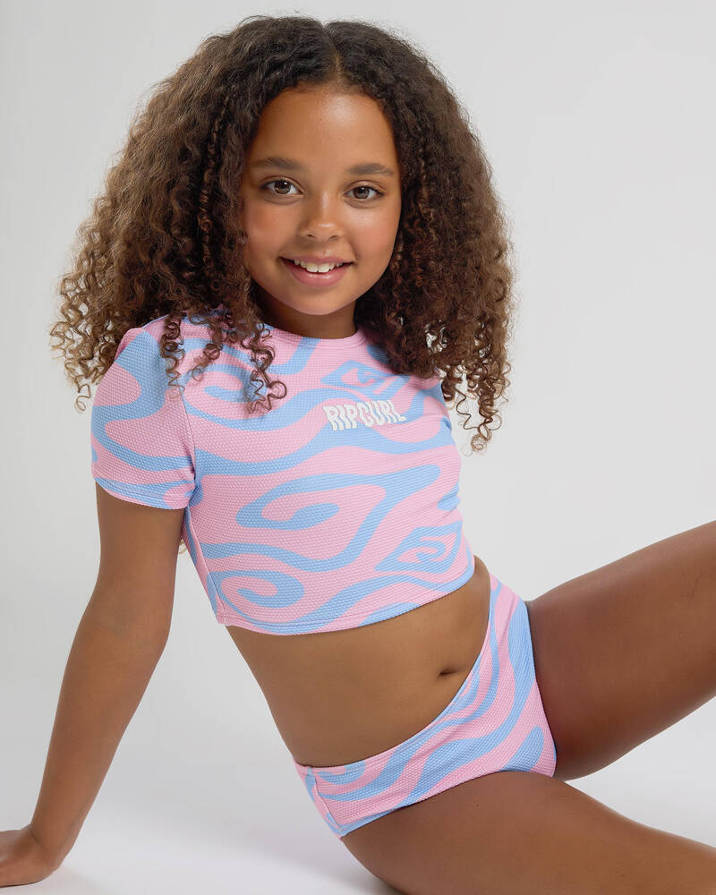 Rip Curl Girls' Sun Sol UPF Short Sleeve Rash Vest Set for Womens