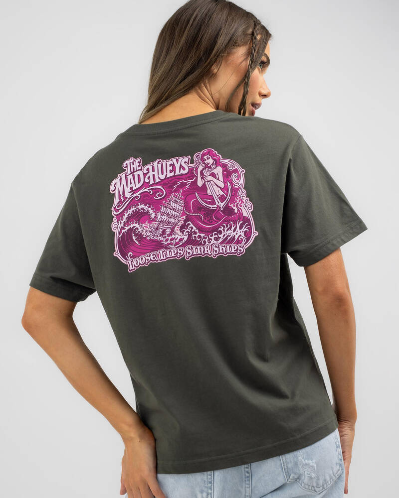 The Mad Hueys Loose Lips Sink Ships Short Sleeved T-Shirt for Womens