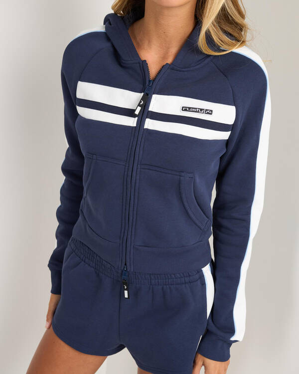 Rusty Retro Lines Zip Through Hoodie for Womens