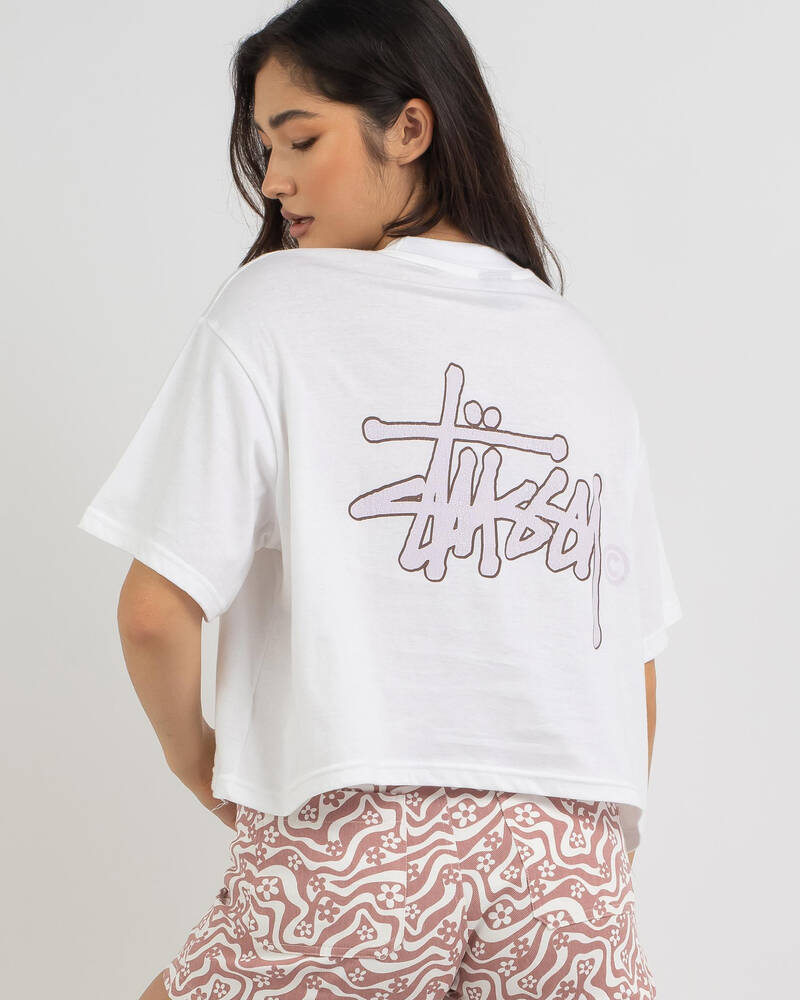 Stussy Graffiti Outline Boxy T-Shirt for Womens