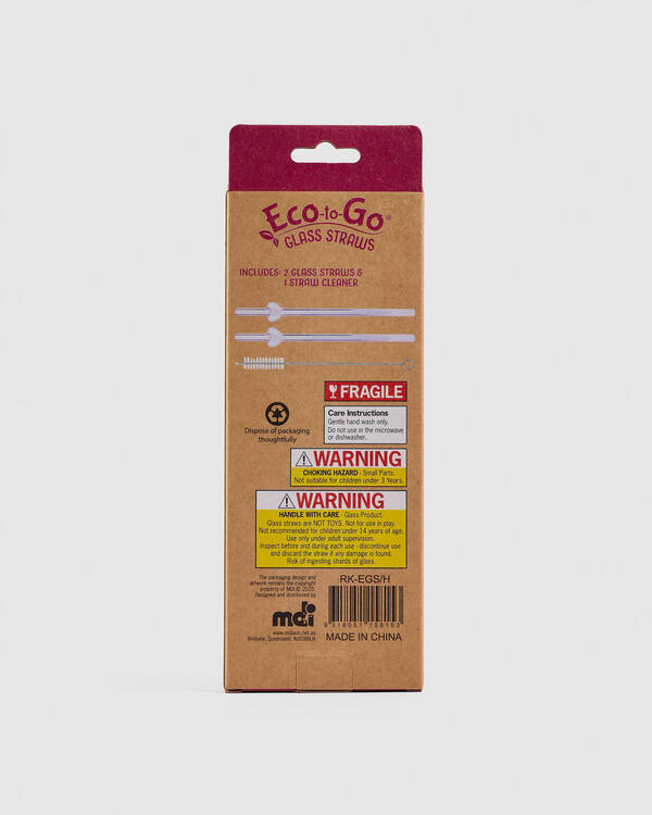 Get It Now Eco-To-Go Heart Glass Straws - 2 Pack for Unisex